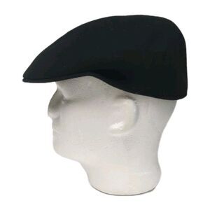 100% Wool Felt Newsboy Cabbie Driver Cap Medium Black Hat Men's M